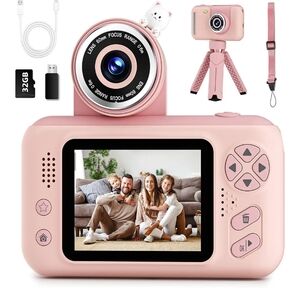 Pink Digital Camera with Accessories